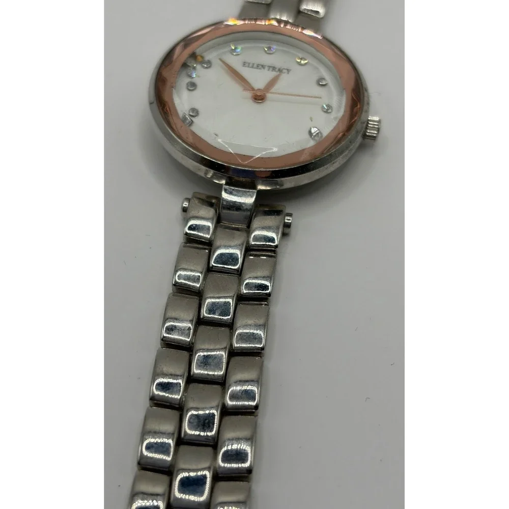 Ellen Tracy Women's Silver Tone Rose Gold Accent Watch‎ ET5312SL Sparkle Accents